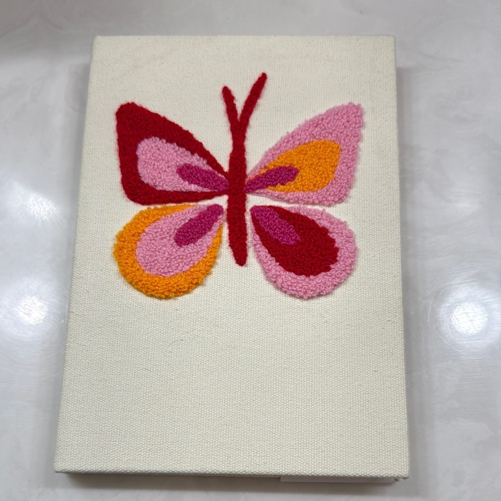 Molly & Rex Canvas Covered Lined Notebook with Crotchet Butterfly Cover
